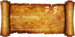 Paor Zulejka névjegykártya